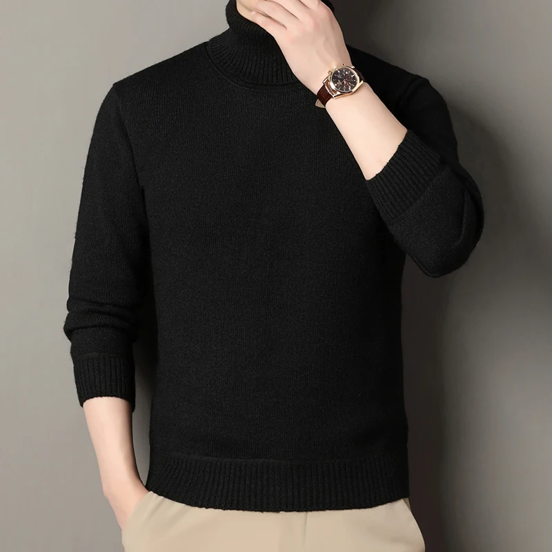 

Осень-зима, мужская водолазка, толстый свитер, мужские теплые вязаные пуловеры, мужские тонкие умные повседневные флисовые свитера, мужской деловой свитер