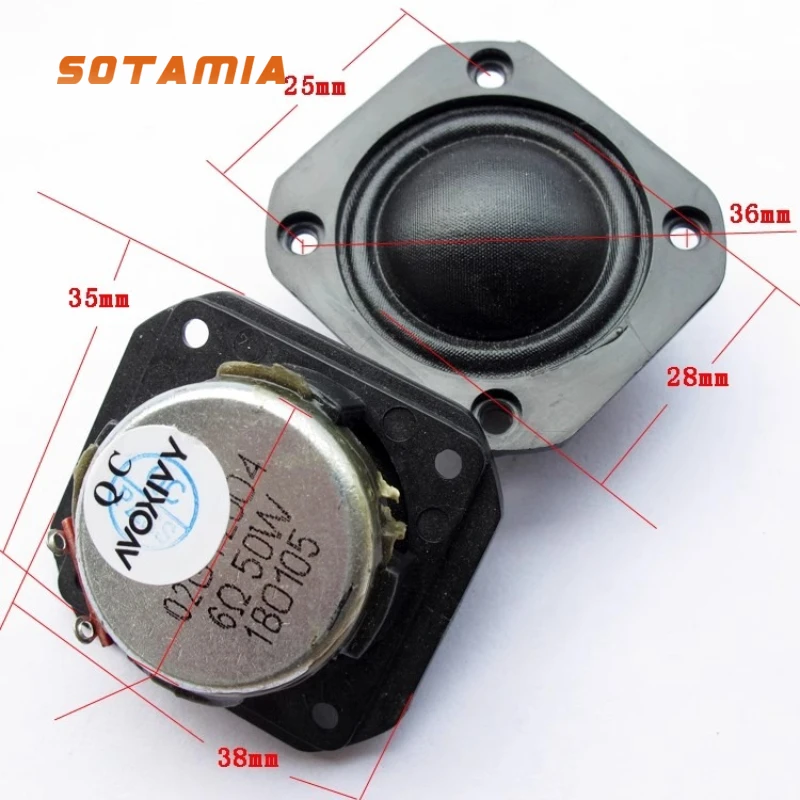 SOTAMIA 2 قطعة 1.25 بوصة مكبر صوت صغير مكبر الصوت 6 أوم 50 واط فيلم الحرير Hifi الموسيقى ثلاثة أضعاف مكبر الصوت نظام الصوت المسرح المنزلي
