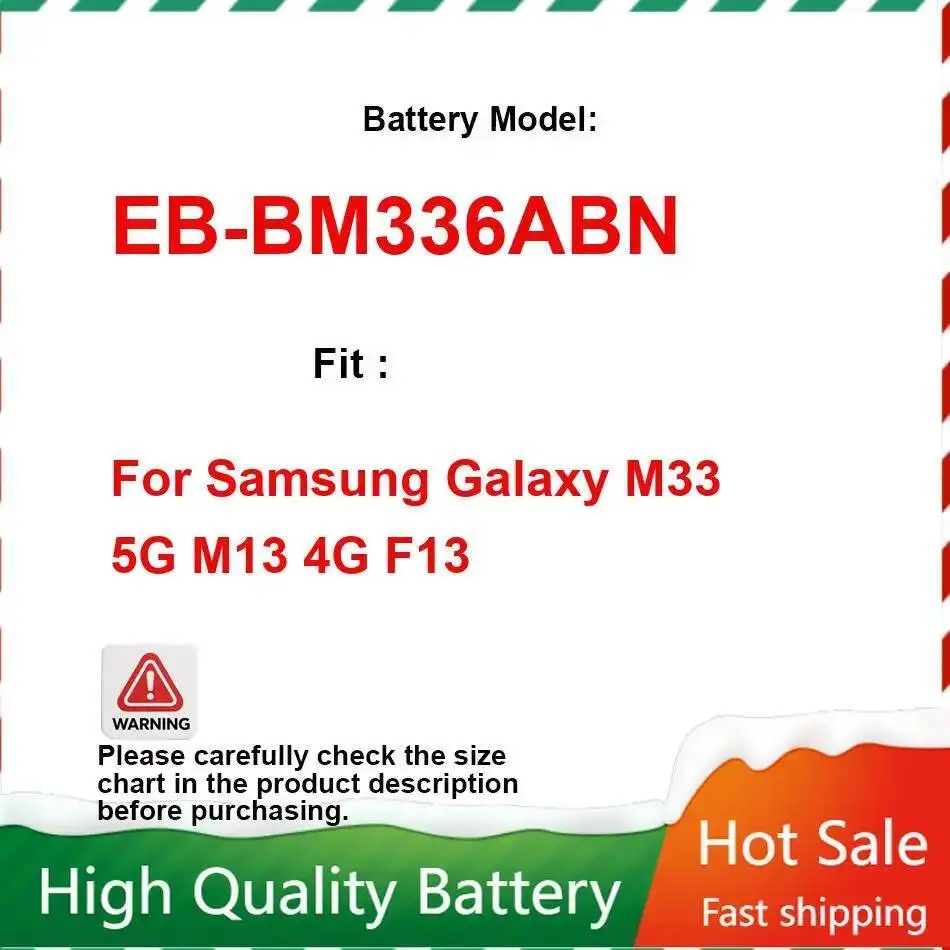 

Надежная замена аккумулятора мобильного телефона для быстрой зарядки EB-BM336ABN 6000 мАч для Samsung Galaxy M33 5G M13 4G F13