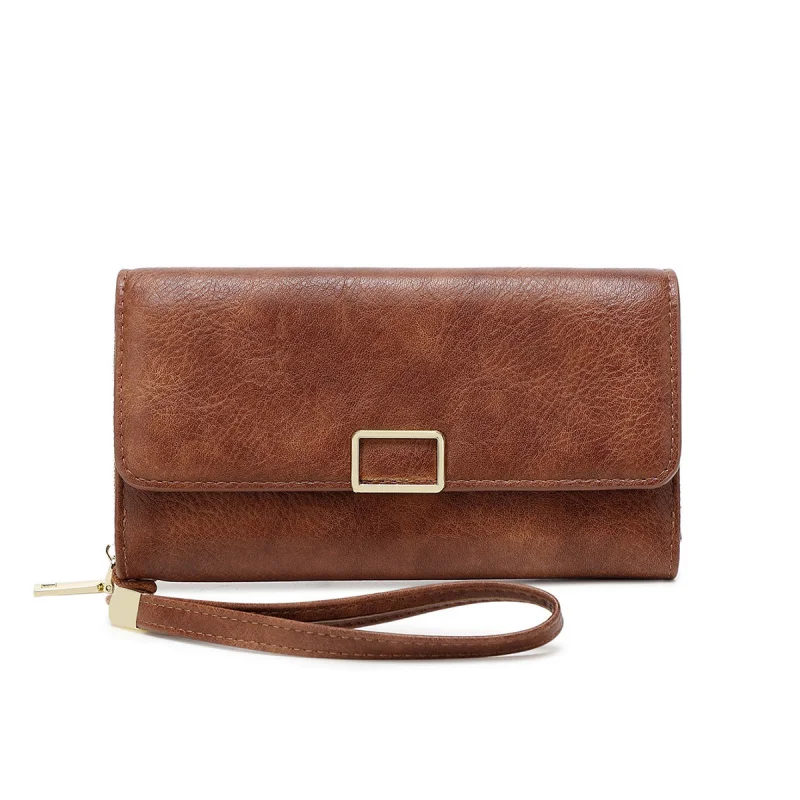 Western RDIF Blocking PU Leather Large Capacity Women Wallet Fashion Multi-functional Three Floded Purse for mens