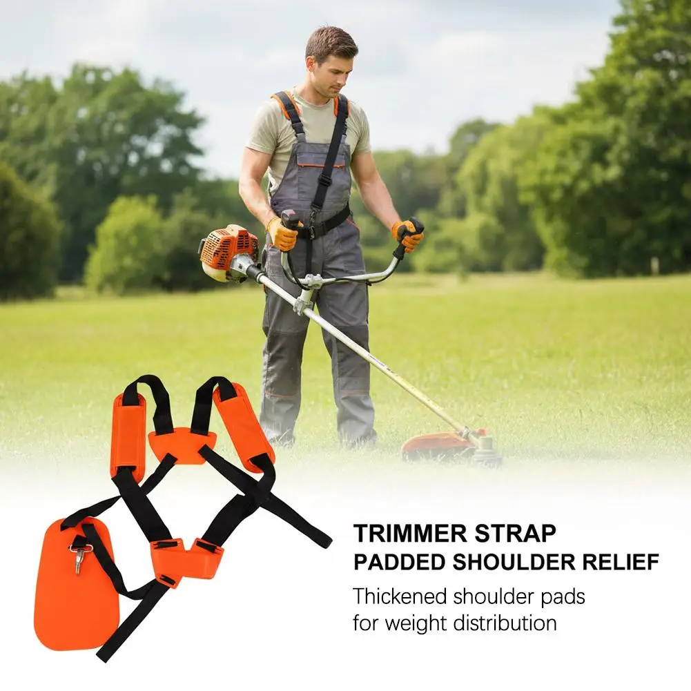 Padded Double Shoulder Harness Strap for String Trimmer Weed Wacker Brush Cutter Adjustable Nylon Comfort Belt Garden Tool