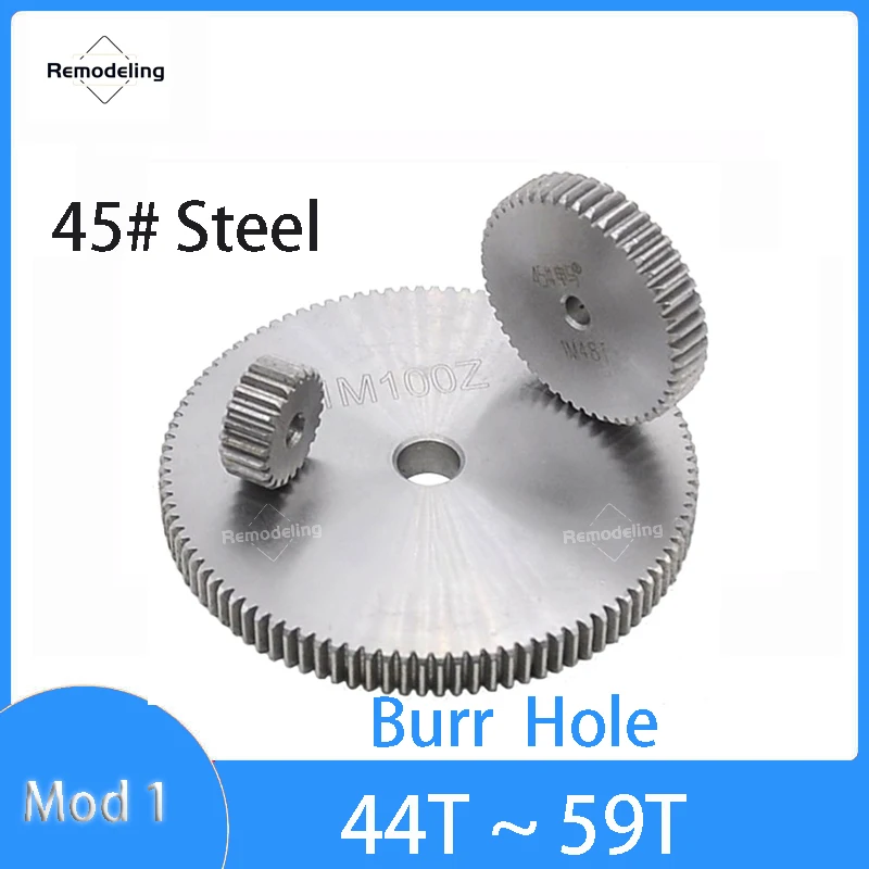 

1Pcs Spur Gear Mod 1 44T 45T 46T 47T 48T 49T 50T~59T Teeth High Temperature Quenching 45# Steel