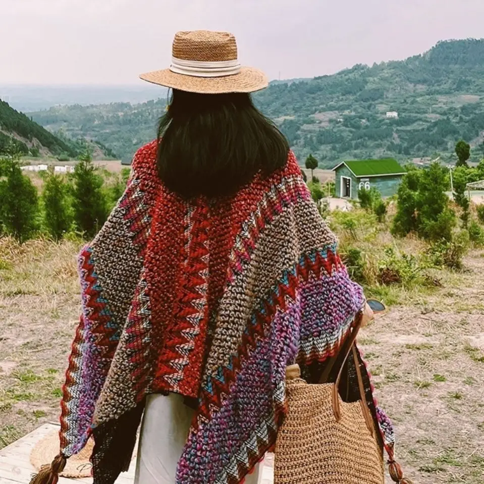 Lenço solto para senhoras, pulôver de tricô, ponchos inregulares, capa elegante, casaco de primavera, tops de outono e inverno, novo