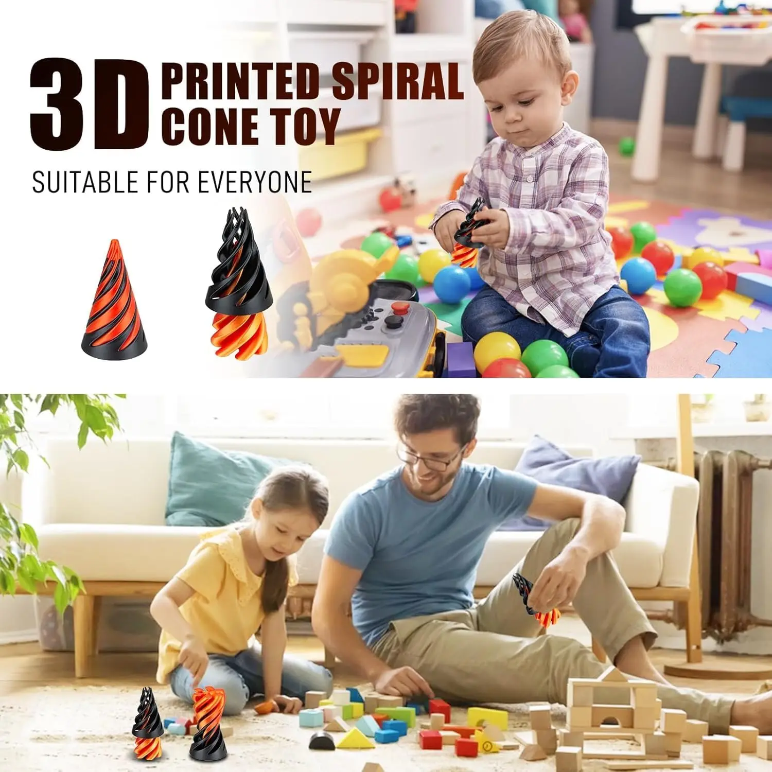 Artefato de descompressão ponta do dedo empurrar música impressão 3d brinquedo espiral tridimensional brinquedo de quebra-cabeça infantil