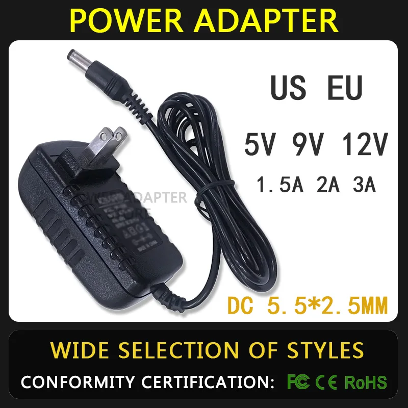 

AC 110-240V DC 5V 9V 12V 1.5A 2A 3A Universal Power Adapter Supply Charger adaptor Eu Us for LED light strips Monitor Charger