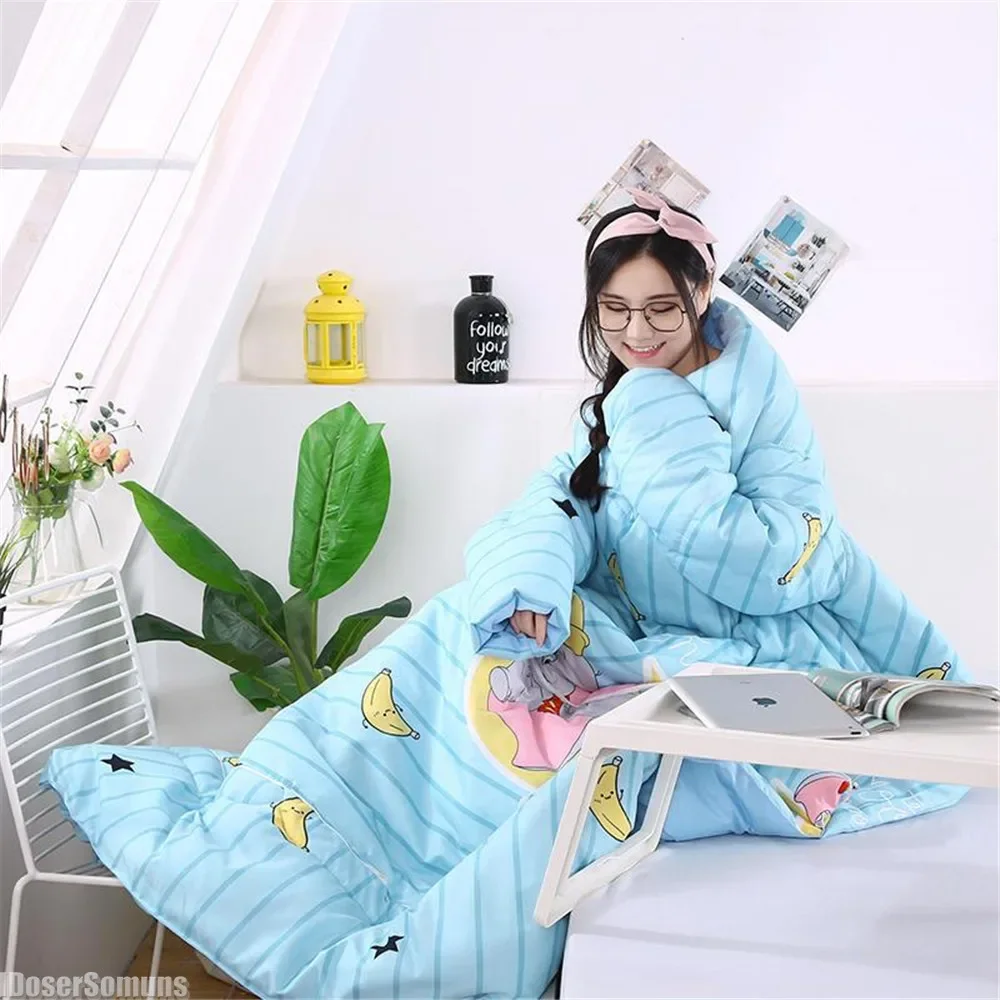 

Wearable Comforter Quilt with Sleeves down TV Blanket Prevents Slipping for Kids & Adults Ideal for Leaning Back on Sofa