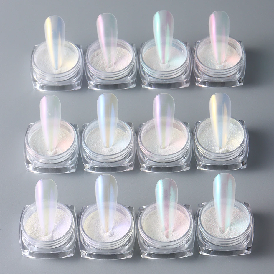 12 個マーメイドミラーキラキラクローム顔料ネイルグリッターパウダーオーロラレーザー DIP ダストマニキュアホログラフィック装飾爪
