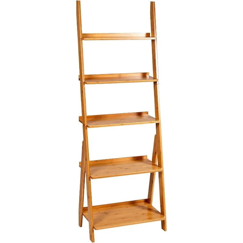 

Bookshelf & 5-Tier Bamboo Ladder Shelf & 59.4” Book Shelves Bookcase Floor Freestanding Multipurpose Storage Rack