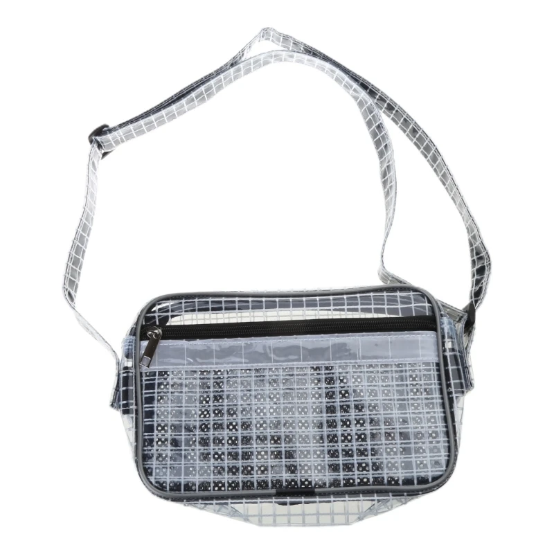 Fashion Anti-static PVC Engineer Tool Bag Transparent Crossbody Shoulder Bags Satchel for Teenager Girls 066F