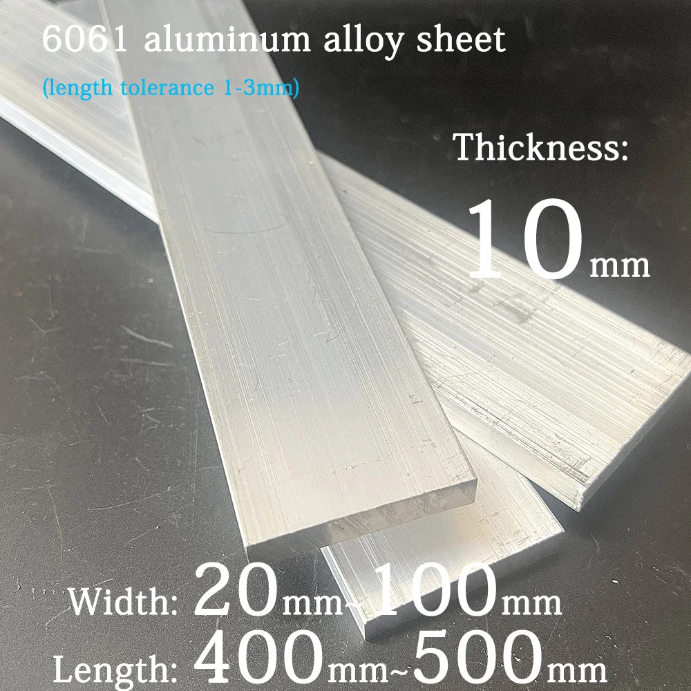 6061 Aluminum Alloy Sheet, Thickness: 10mm, Width: 20-100mm, Length: 400-500mm, Widely Used for Your Selection