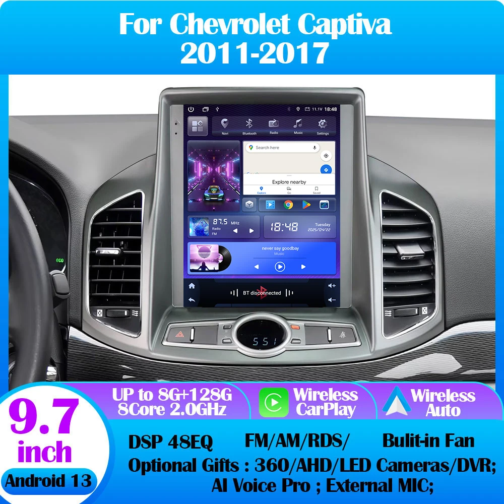 For Chevrolet Captiva 2011-2017 9.7" 7862S QLED Android 13 Car Radio Tesla Style Multimedia Video Player Carplay GPS Navi Stereo