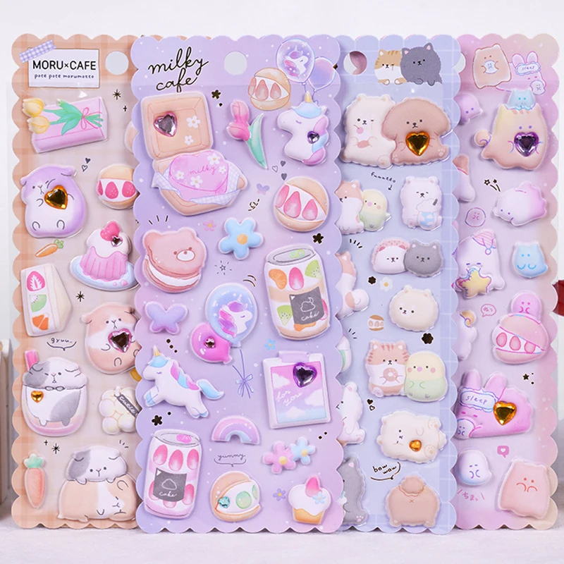 1 Stuks Kawaii Cartoon Stickers Schattige 3d Gezwollen Sticker Kinderen Dagboek Scrapbooking Briefpapier Sticker Kinderen Prijs Geschenken