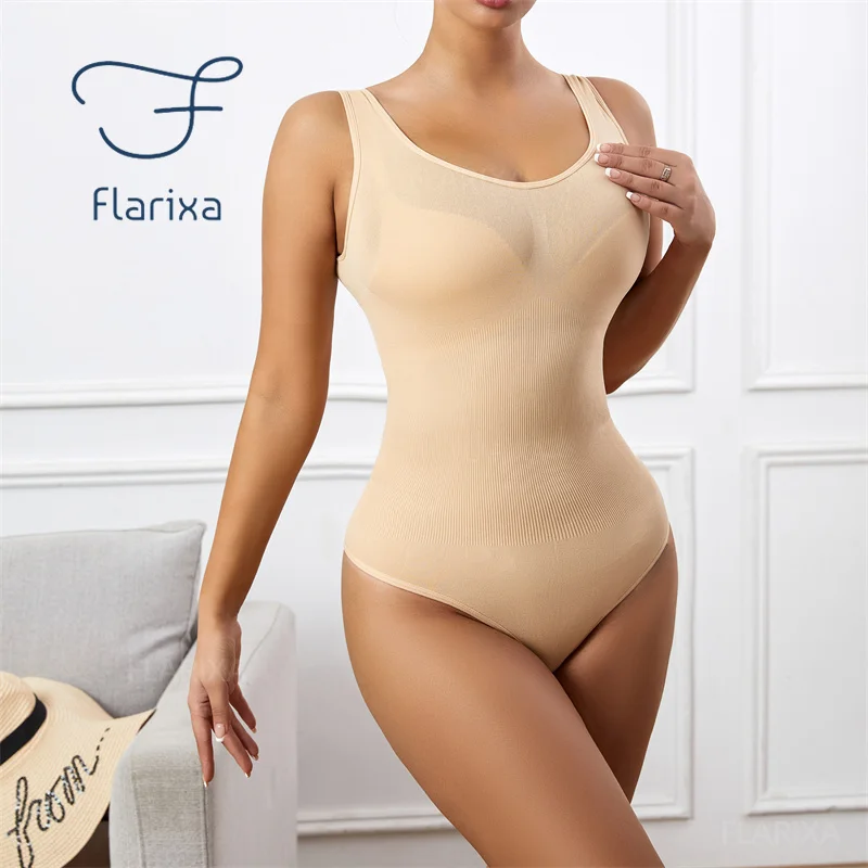 Flarixa Seamless Shapewear Women Plus Size Slimming Bodysuit One Piece Body Shapewear Postpartum Butt Lift Reducing Body Shaper