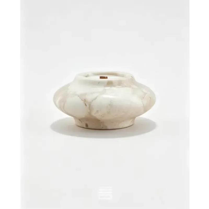 Limestone tea candle holder hand-carved polished stone candle holder modern bedroom living room home decoration