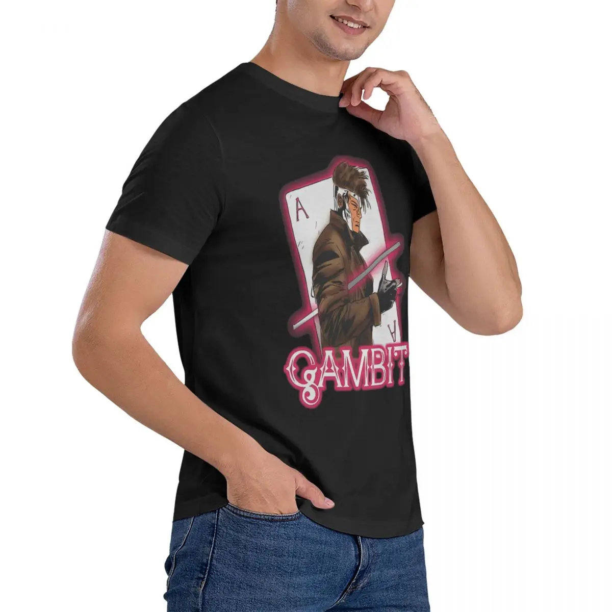 Nowość Xmen T-Shirtgambit t-shirty męskie okrągły kołnierzyk czystej bawełny t-shirty Gambit koszulka z krótkim rękawem pomysł na prezent ubrania