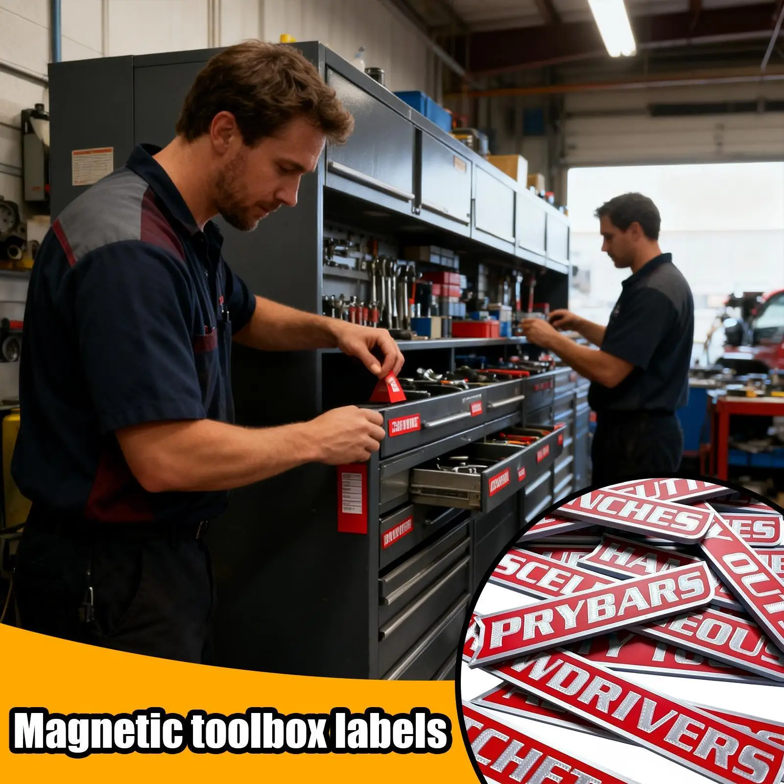 Toolbox Labels Magnetic 12 Pieces 3D Printed Reusable Organization Stickers Magnetic Tool Box Organization Labels For Steel