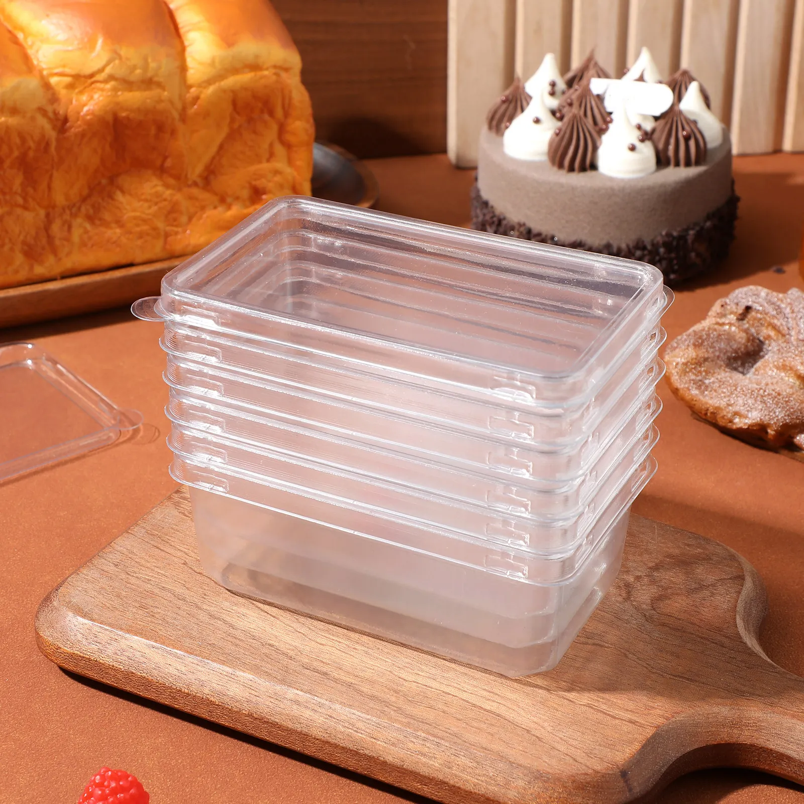 10Pcs Transparent Clear Cake Box Portable Tiramisu Holder Small Dessert Containers Bakery Packaging Transparent Cake Box
