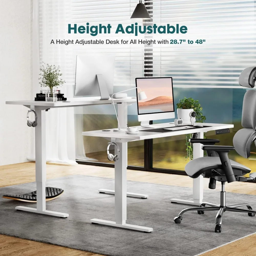 Electric Standing Desk with Memory Preset, Ergonomic Height Adjustable Table with T-Shaped Metal Bracket Modern Computer