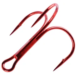 10pcs/lot Red 2/4/6/8/10# Fishing Hooks High Carbon Steel Treble Hook Round Bent Treble For Saltwater Bass Fishing Tackle Pesca