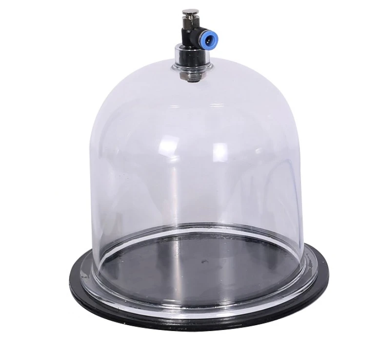 교육용 바로스코프 유리 벨 항아리가 있는 진공 상태의 물리적 벨