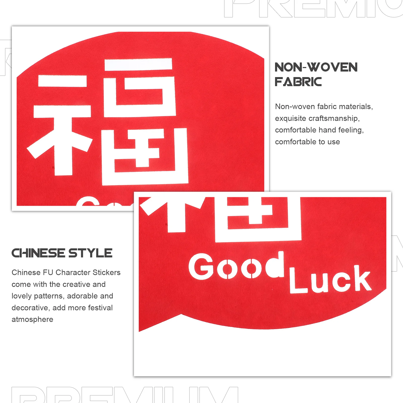 

2Pcs New Year Fu Character Door Stickers Spring Festival Decoration Non-Adhesive Bright Colors Clear Pattern Home Office Hotel