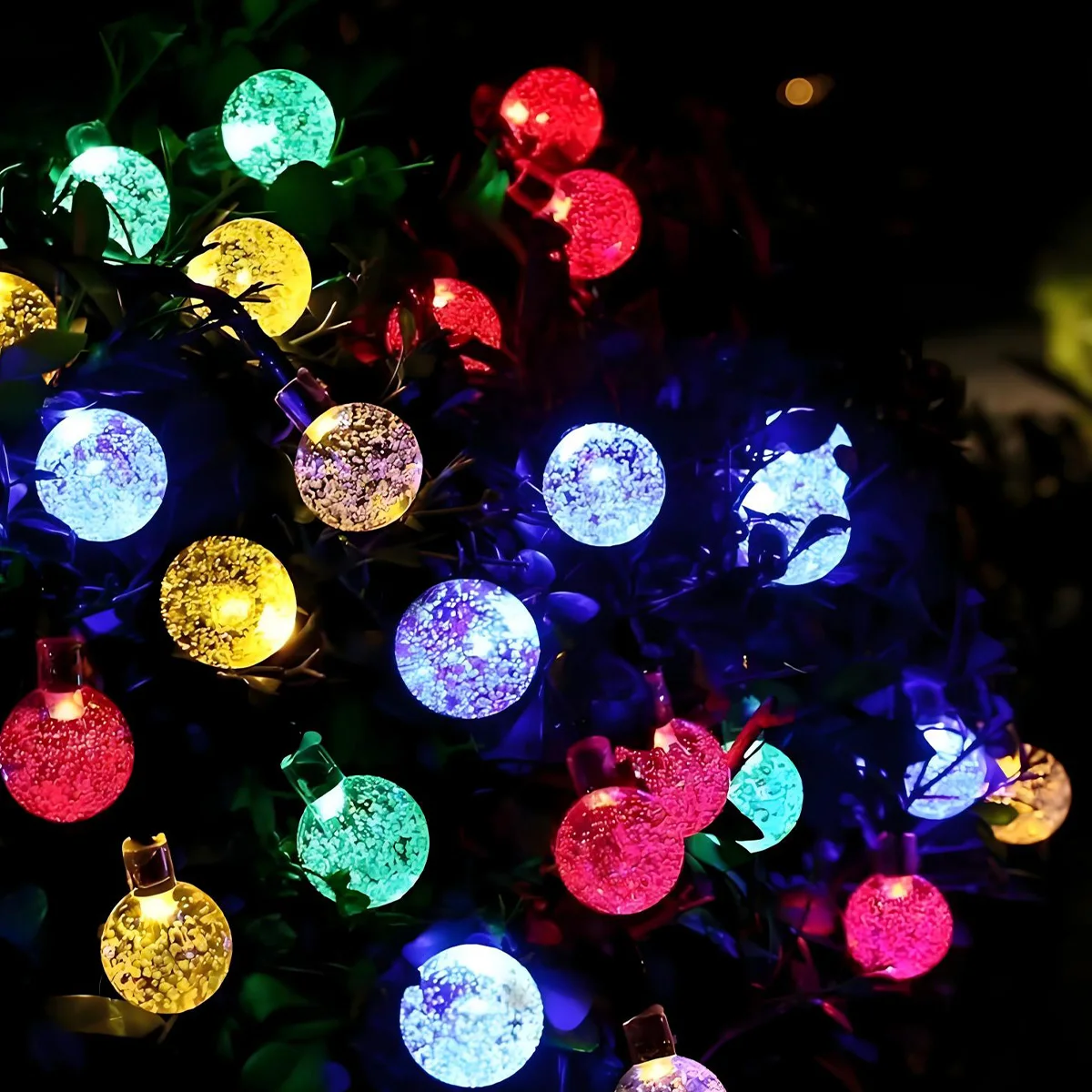 Christmas Decorations-Solar Garden Decorative String Lights Bubble Ball Fairy Lights Solar Powered 8 Modes Flashing-Outdoor Yard Decor