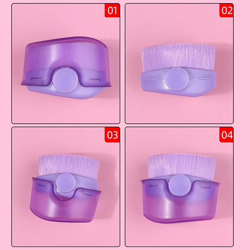 Escova de limpeza e pó com tampa, escova para beleza de manicure, pó e gel, acessórios para unhas, maquiagem de base, 1pc