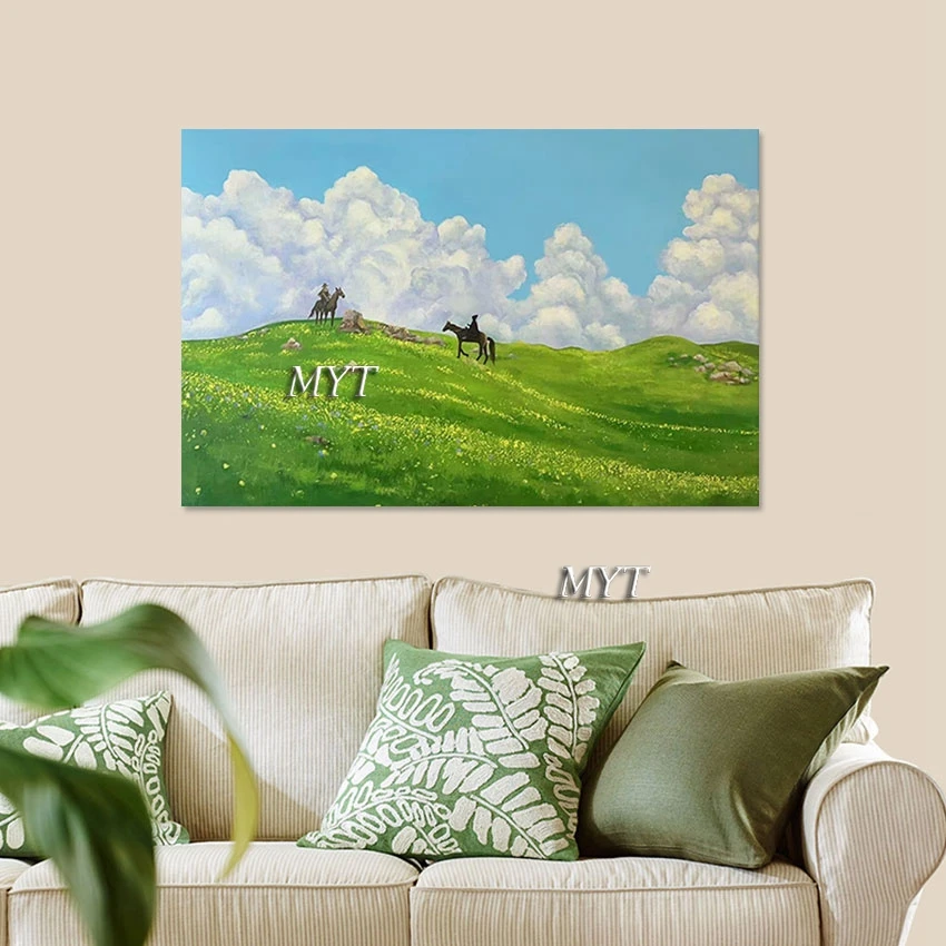 

Hand-painted Beautiful Grassland Scenery Canvas Oil Painting Home Decoration Accessories Custom Artwork Hotel Wall Pictures