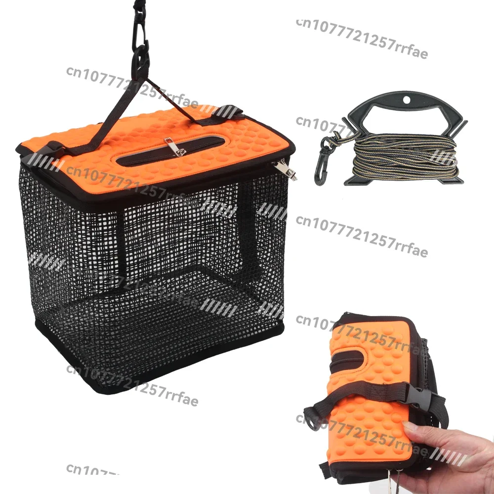 Floating Fish Basket Fish Basket for Caught Fish Foldable Fishing Holder Minnow Bucket Portable Collapsible Mesh Fishing Bait
