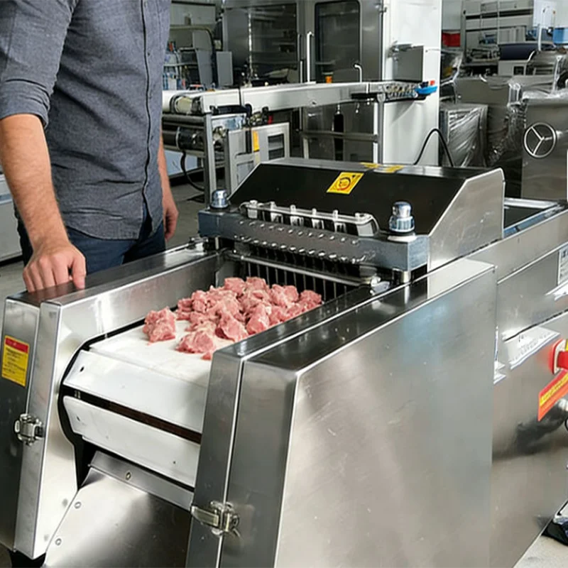 Industrial Meat Block Cutter High Efficiency Commercial Poultry Ribs Fish Cutting Machine