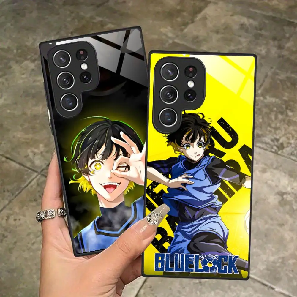 Blue Lock Bachira Meguru Glass Mobile Phone Case for Samsung Galaxy S26 S25 S24 S23 S22 S21 S20 Note20 Plus FE Ultra Colorful