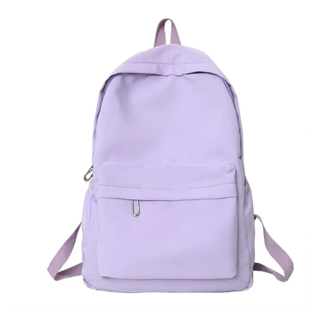 Solid Color Preppy Style Backpack Large Capacity Nylon Students School Bag Korean Style Storage Bag Teenagers Shoulder Bag