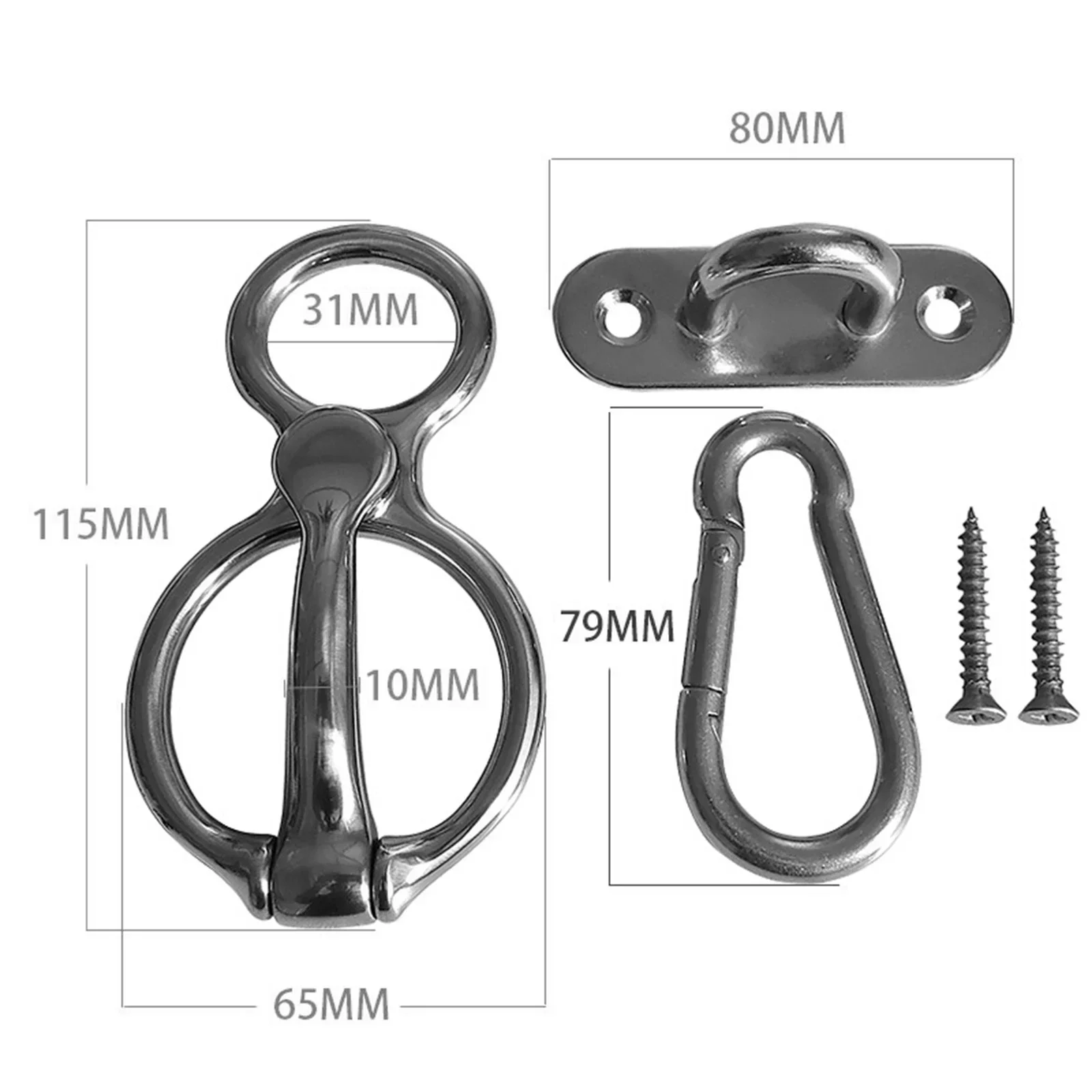 1 Kit Pferde-Krawattenring aus Edelstahl, magnetischer Pferde-Krawattenring, sicheres Kreuz, Seil, Entriegelungsgerät, Training, Pferdestand-Zubehör