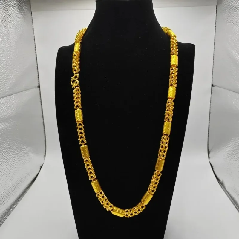 NovaGlod Luxurious 9999 24K real gold versatile dragon bone necklace fashionable men's and women's necklace gold jewelry