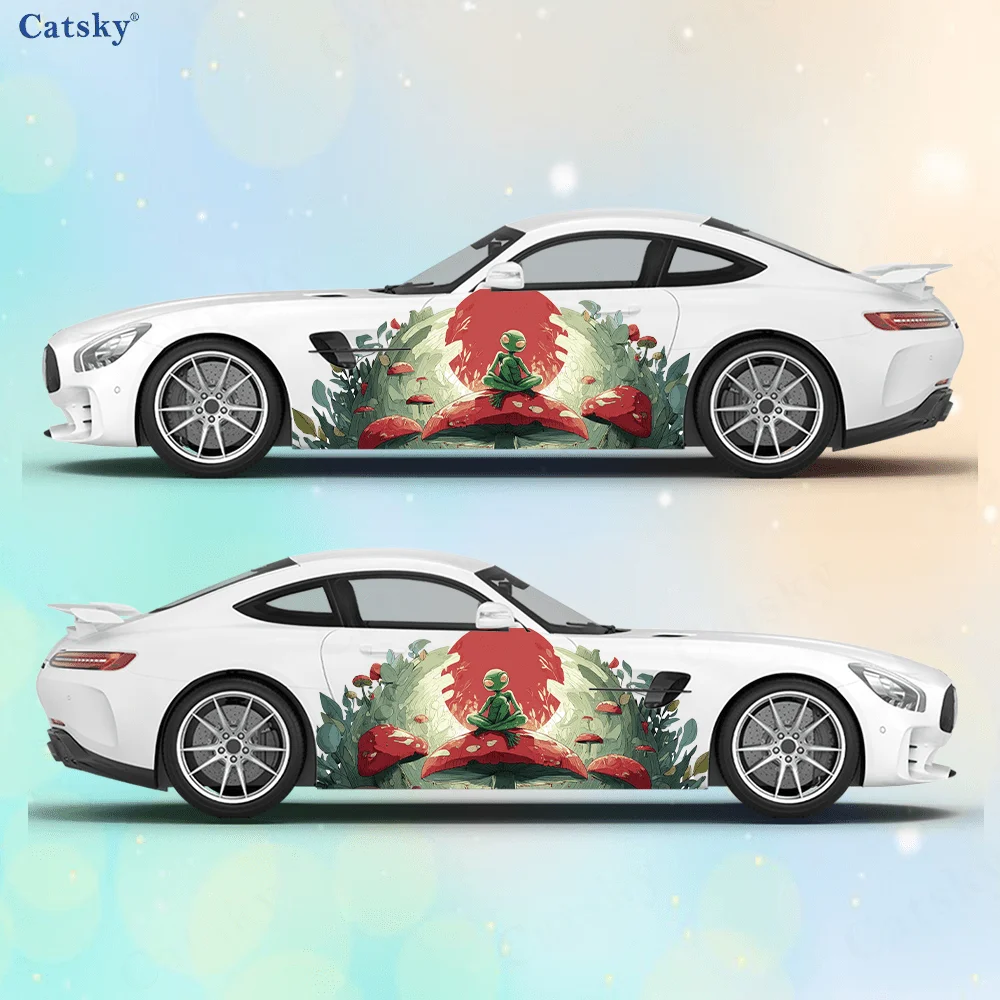 

Green alien sticker on a red mushroom, suitable for cars and trucks, durable, fade-resistant, easy to install and remove - Enhan