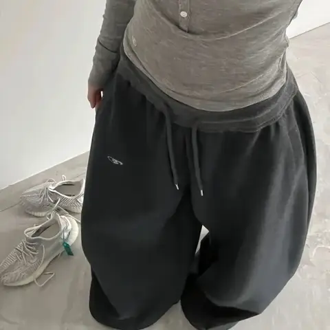 Y2K 코튼 스웨트 팬츠 여성 특대 streetwear 루즈 캐주얼 드로우 스트링 바지 한국 하이 웨이스트 모든 경기 조깅 바지 new