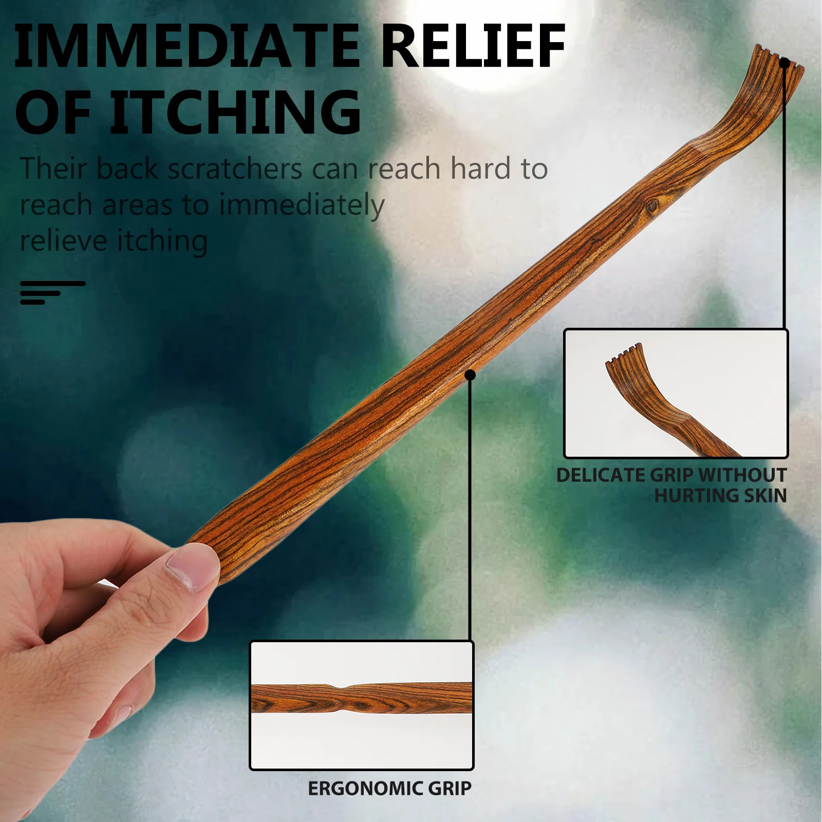 

1 шт., портативный выдвижной массажер для тела, светло-коричневый для домашнего использования, прочный деревянный щекотка, инструмент для облегчения зуда спины