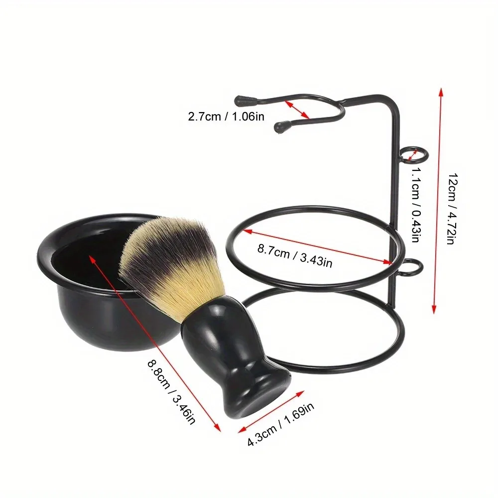 男性用シェービングブラシスタンドとボウルセット,金属シェービングブラシホルダー,石鹸ボウル,プラスチックマグ,ひげ除去ツール