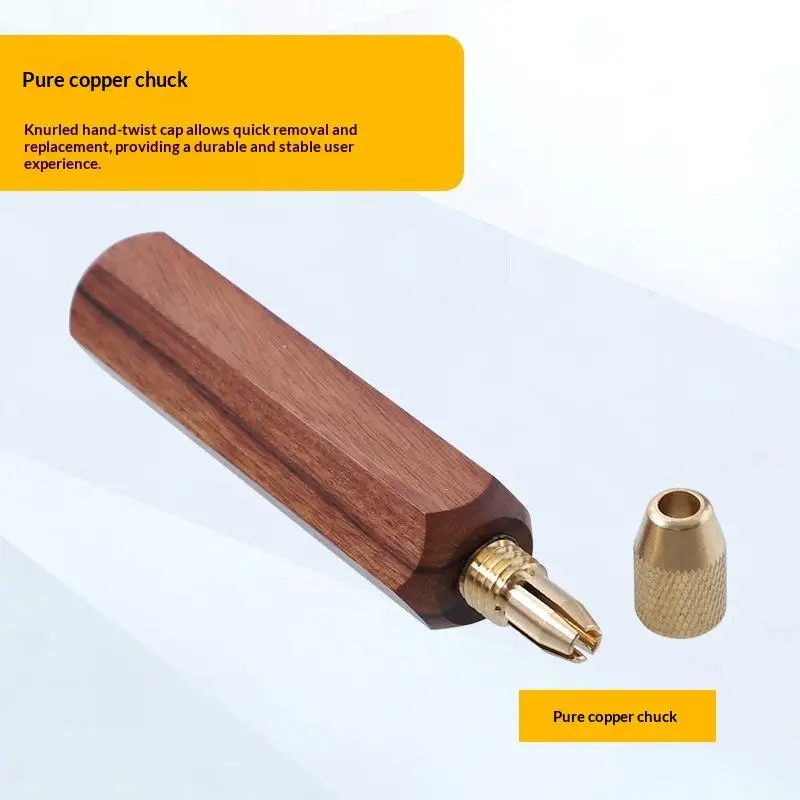 Wood File Handle Wooden Handles With Brass Collet Chuck For Small Files Accessories DIY Metal And Jade Polishing