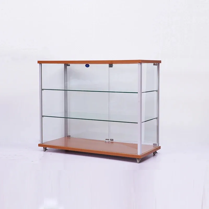 custom.Elegant Mdf Glass Mobile Phone Jewelry Display Glass Cabinet Showcase Retail Reception Counter Smoke Shop