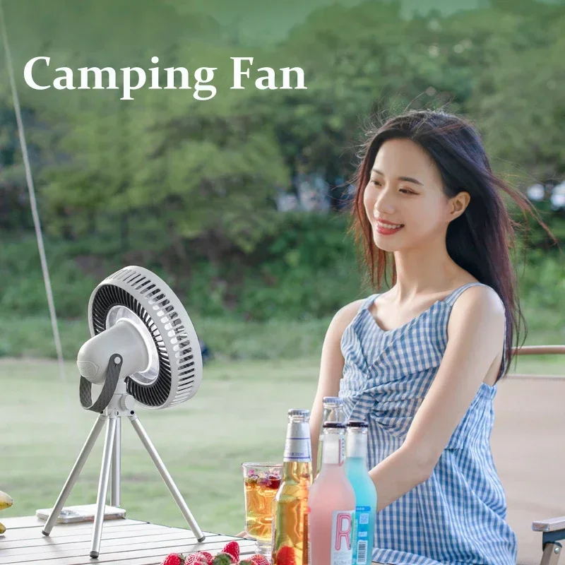 F30 10000mAh Outdoor Camping Fan Smart  with Applet Remote Control LED Night Light Tripod Desktop Fan Camping Quiet Ceiling Fan