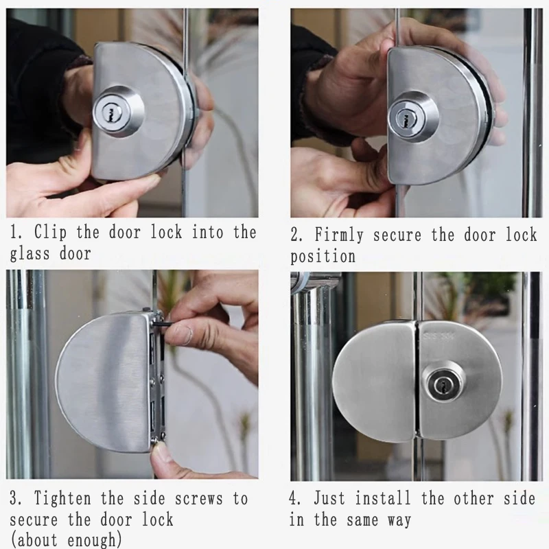 Stainless Steel Glass Door Lock Non Opening Sliding Double Door Single Door Lock Commercial Universal Glass Door Anti-Theft Lock