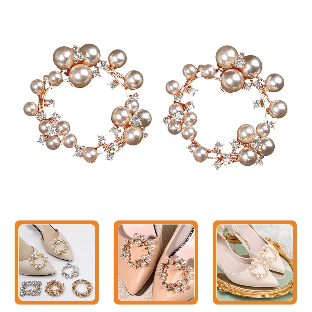 

2 Pcs Shoe Clips High Heels Buckles Rhinestone Wedding Decorate Bridal