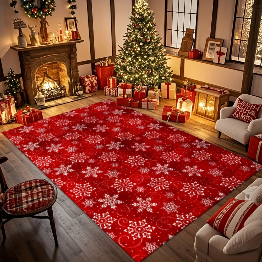 Christmas Area Rug Living Room Floor Mat Home Decor Holiday Gift Carpet Bedroom Lounge Hall Master Bedroom Entry Floor TV Area