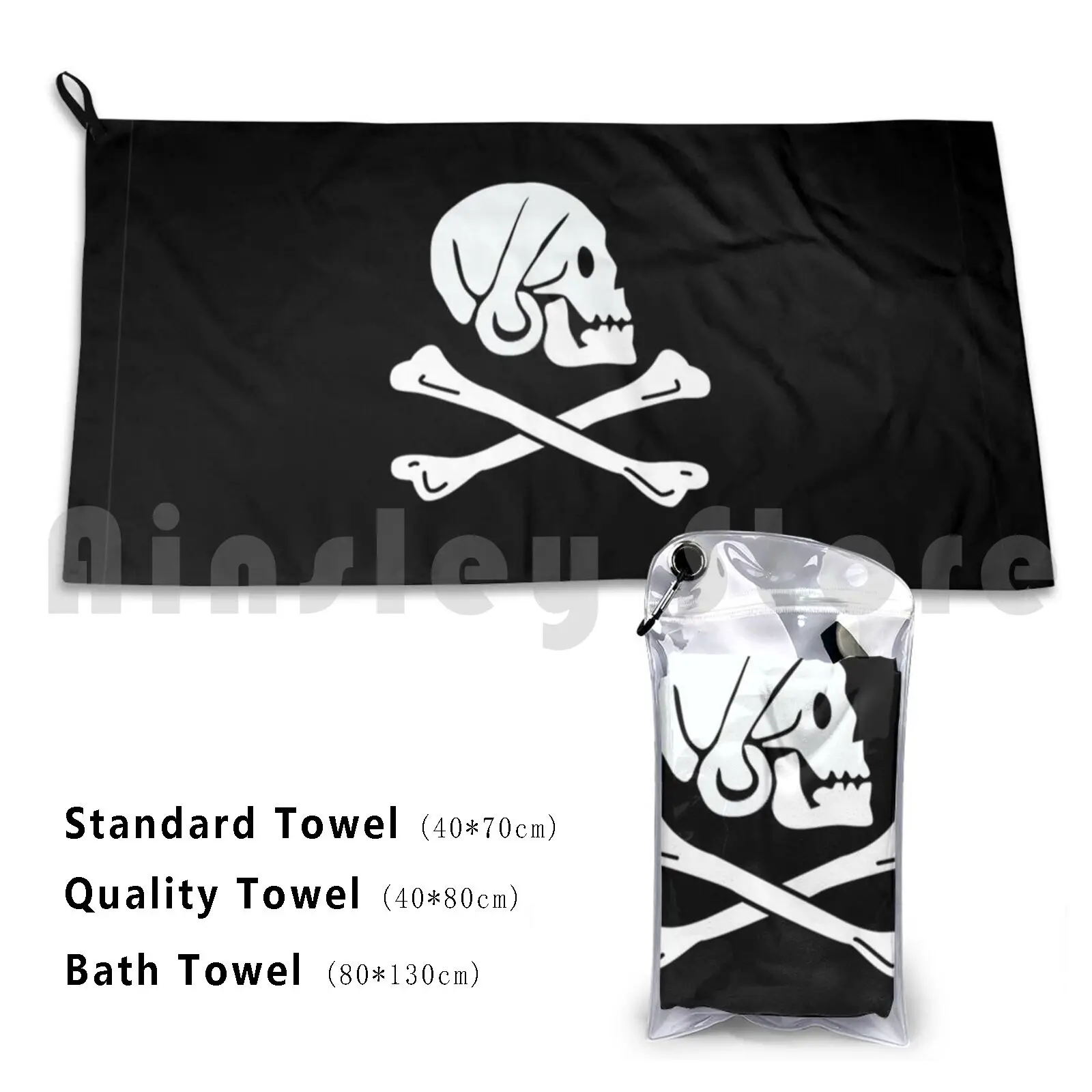 Pirate Flag-Henry Every Custom Towel Bath Towel Pirate Pirates Flag Caribbean Ship Ships Black Skull Cross