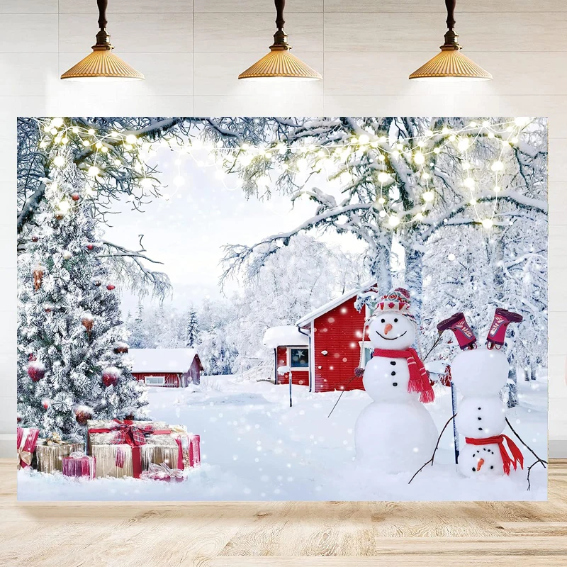 

Christmas Winter Snow Forest Photography Backdrop For Christmas Winter Scene Wonderland Party Decor Xmas Banner Background