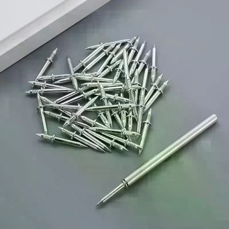 50/100pcs Pcs Double Head Nails Seamless Nails Skirting Thread Seamless Nail Without Marks Metal Rust-Proof Nails Wood No Trace