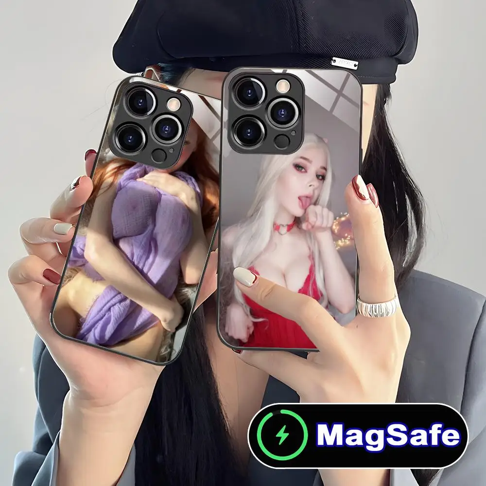 حافظة هاتف محمول Ninel Bordel لهاتف iPhone 16 15 14 13 12 11 Pro Max Plus Mini MagSafe طباعة زجاجية ملونة للهواتف المحمولة الفاخرة
