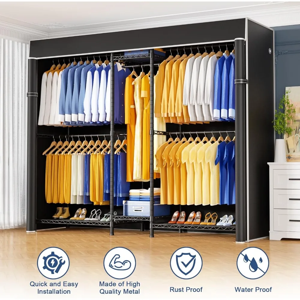 

Heavy Duty Closet Organizer System，Freestanding Clothing Rack, Adjustable Garment Rack 71" W x 16" D x 76.5" H Holds 960 lbs