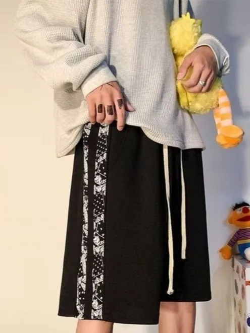 

Loose Ice Silk Five-Quarter Casual orts for Teenage Boys Summer Workwear Straight Leg Elastic Waist Anti-Wrinkle Youthful